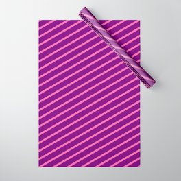 [ Thumbnail: Purple & Hot Pink Colored Stripes Pattern Wrapping Paper ]