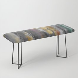 Modern Grey Gold Brushstrokes Abstract Painting Bench