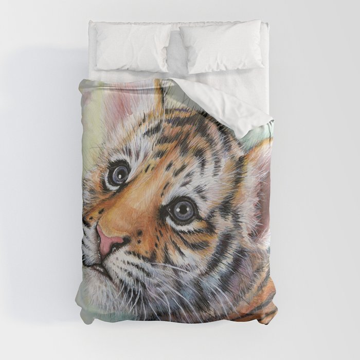 Tiger Cub Watercolor Duvet Cover