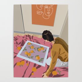 Painting orange & Girl Poster