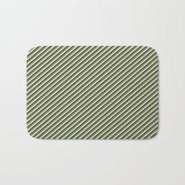 [ Thumbnail: Gray, Tan, and Dark Slate Gray Colored Lines/Stripes Pattern Bath Mat ]