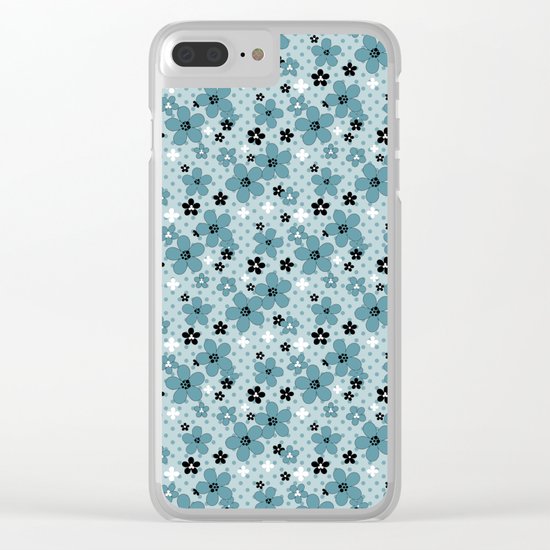 Blue floral pattern . Clear iPhone Case