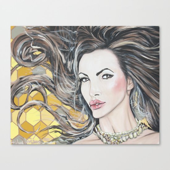 Nikki Benz Acrylic Portrait by AdamValentinoArt Canvas Print