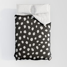 Black and White Brushstroke Dots Comforter