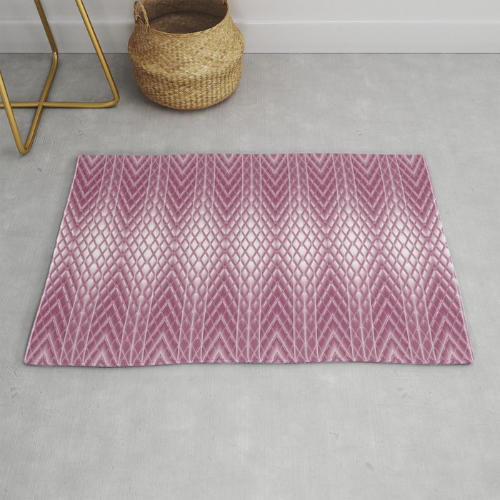 Icy Pink Frosted Geometric Relief Design Rug