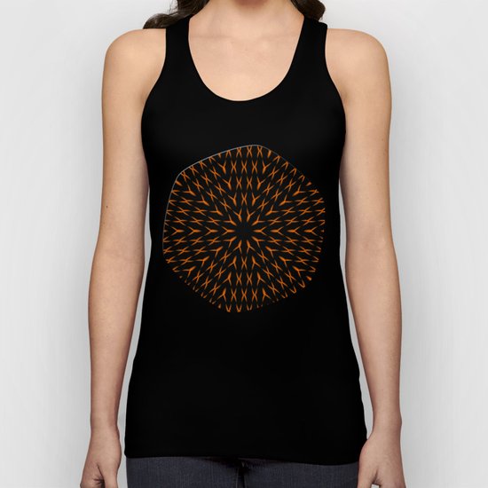 PCT2 Fractal in Orange on Black Unisex Tank Top