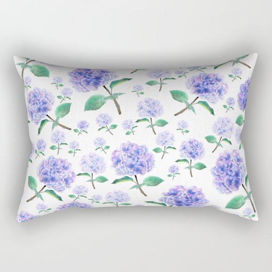 purple blue hydrangea pattern Rectangular Pillow