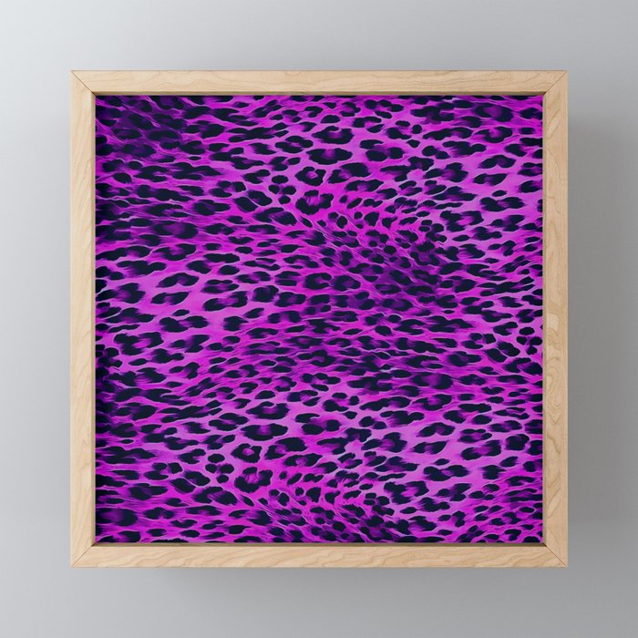 Purple Tones Leopard Skin Camouflage Pattern Framed Mini Art Print