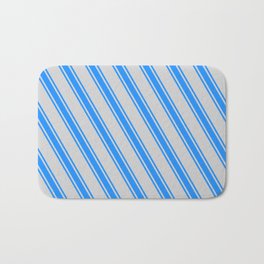 [ Thumbnail: Light Gray and Blue Colored Striped Pattern Bath Mat ]
