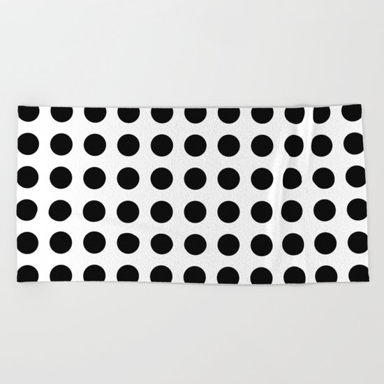 Simply Polka Dots in Midnight Black Beach Towel