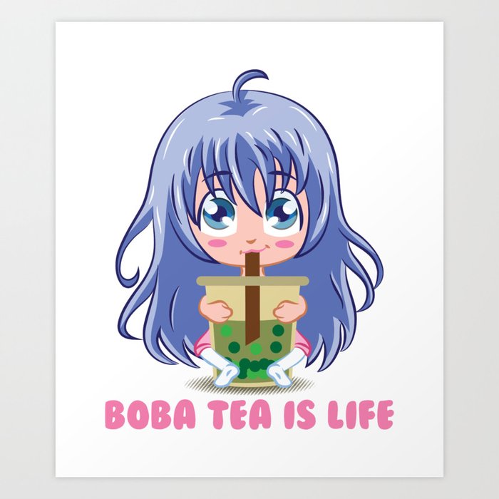 Japanese Anime Girl Manga Boba Tea Gift Art Print By Binutz Society6
