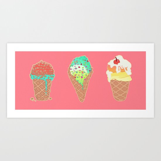 Neon Cones Art Print