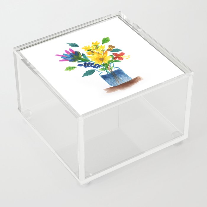 Bunch of flowers in the glass pot Acrylic Box