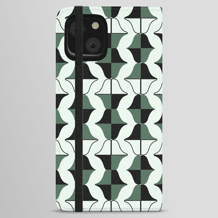 Whale Song Midcentury Modern Retro Arcs Abstract Green iPhone Wallet Case