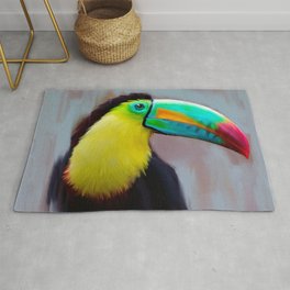 Toucan painting colorful bird - tropical Area & Throw Rug