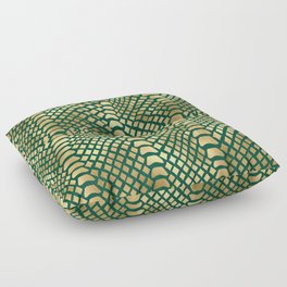 Gold Green Snake Skin Pattern Floor Pillow