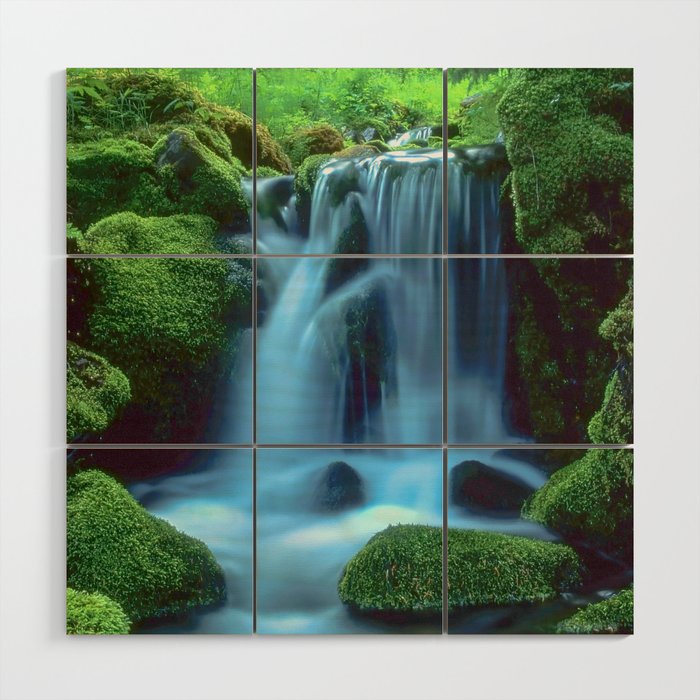 Waterfall in the forest Wood Wall Art