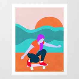 skater girl, tropics Art Print