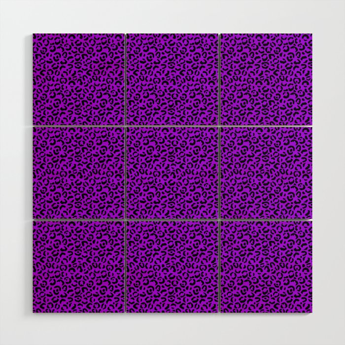 Neon Purple Leopard Skin Wood Wall Art