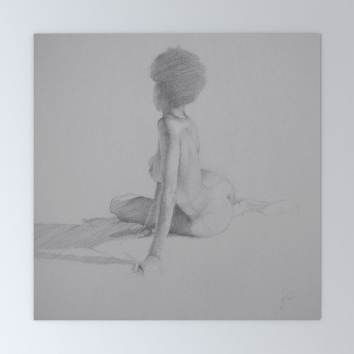 Realistic Female Figure Nude Woman With Afro Pencil Drawing On Gray Mini Art Print By Jackiegomezartist Society6,Couple Sketch Of Boy And Girl Sitting Together