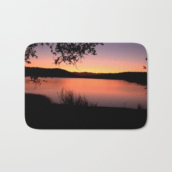 LAKE HENNESSEY - NAPA CALIFORNIA - SUNSET REFLECTION Bath Mat