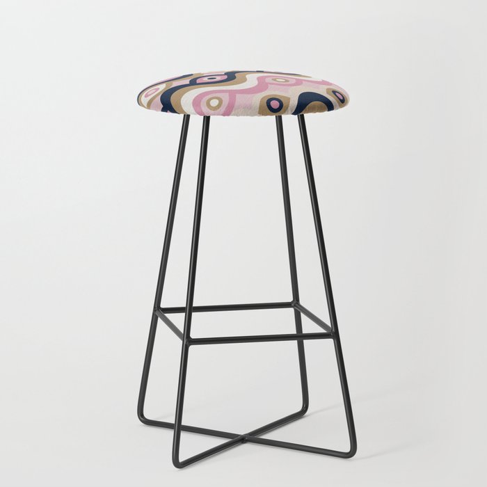 Psychedelic Eye Melt – Blush & Navy Bar Stool