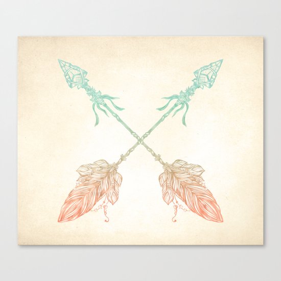Tribal Arrows Turquoise Coral Gradient Canvas Print