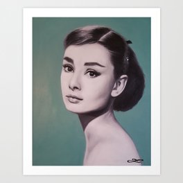 Hepburn 5 v zelenkavém Art Print