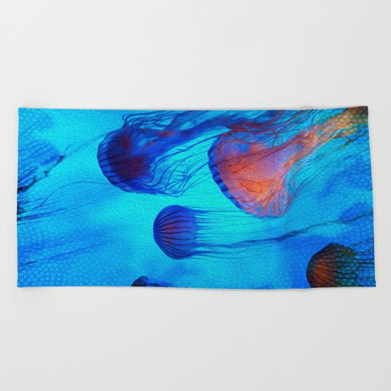 Watch the Flow of the Jelly Glow Beach Towel