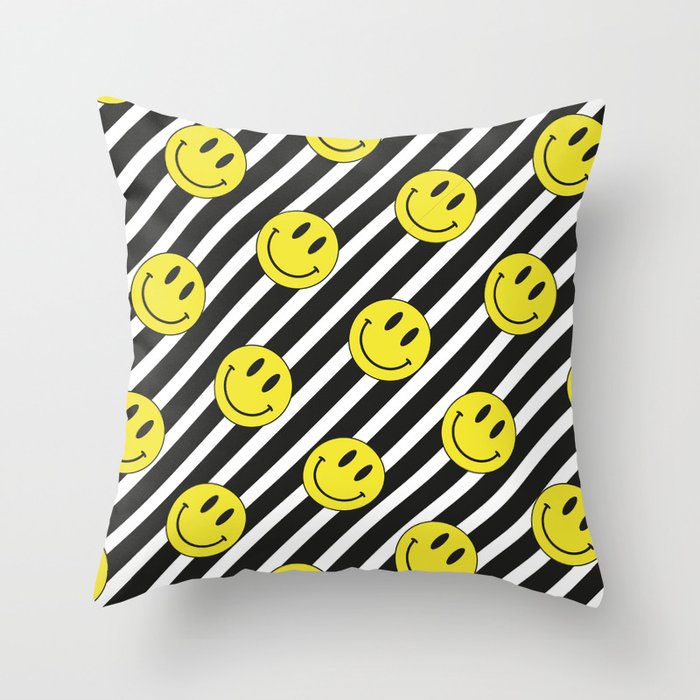 Smiley and Stripes Throw Pillow