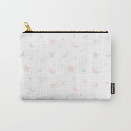 Pink and blue moon and star pattern Carry-All Pouch