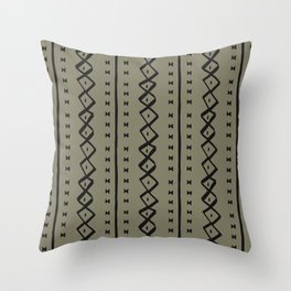 Olive Green Bow Tie Mud Cloth Pattern Throw Pillow