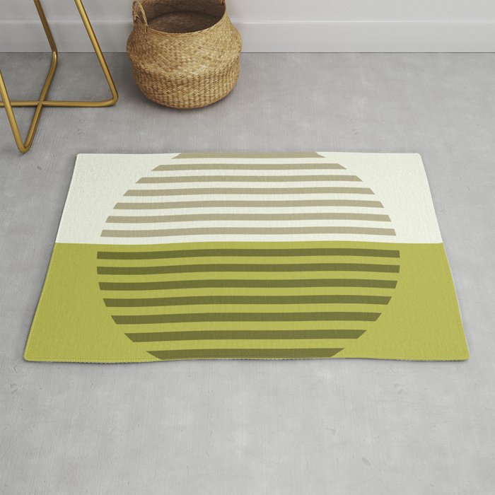 Horizons Lime Green Abstract Minimalist Landscape Rug