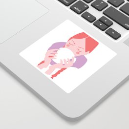 Redheaded Girl Sipping From Mug Sticker