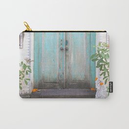 Turquoise Door Carry-All Pouch | Photo, Offering, Flowers, Marigold, Indonesia, Turquoise, Trvlr, Digital, Rustic, Door 