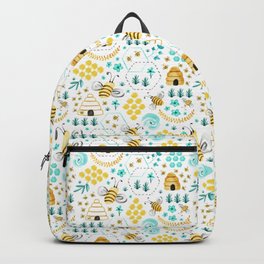 Busy Bees Backpack | Digital, Bee, Insects, Natureinspired, Nature, Abstract, Watercolor, Insect, Pop Art, Pattern 
