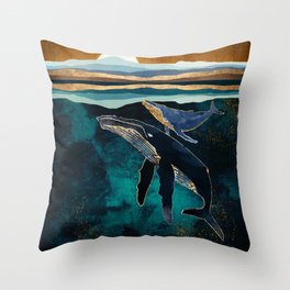 Moonlit Whales Throw Pillow