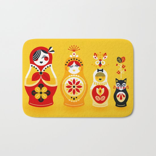 Russian Nesting Dolls – Yellow & Red Bath Mat
