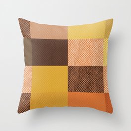 Fall Mustard Orange Golden Brown Checkered Gingham Patchwork Color Throw Pillow