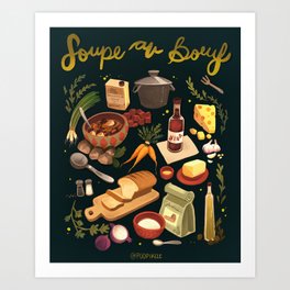 Soupe au Boeuf Art Print | Soupe, Painting, Kitchen, Appliance, Cooking, Food, Ingredients, French, Illustration, Recipe 