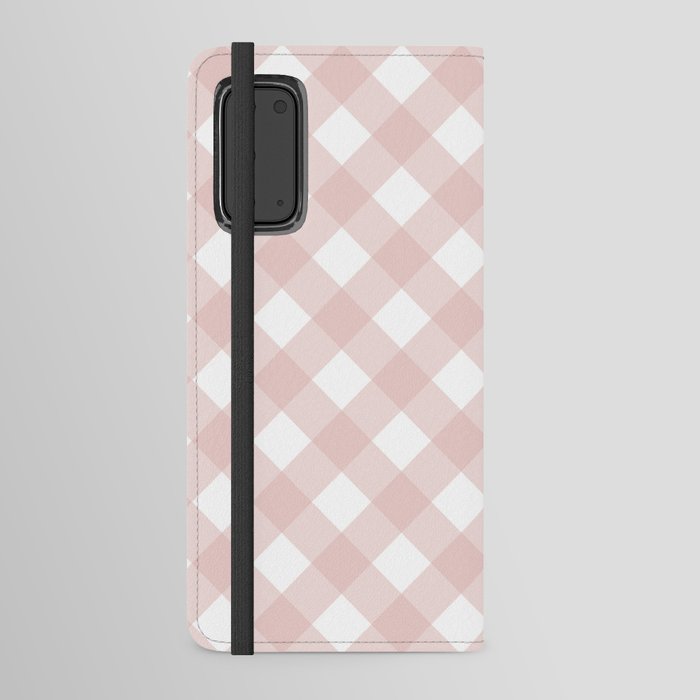 Beige Pastel Farmhouse Style Gingham Check Android Wallet Case