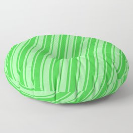 [ Thumbnail: Green and Lime Green Colored Lined/Striped Pattern Floor Pillow ]