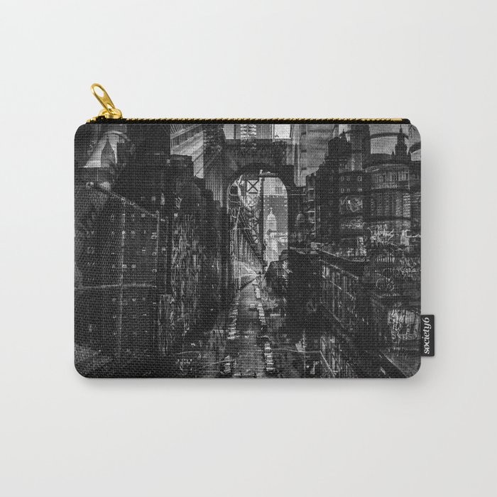 New York City skyline and Chinatown neighborhood in Manhattan black and white Carry-All Pouch