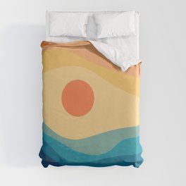 Abstract retro style sunset Duvet Cover