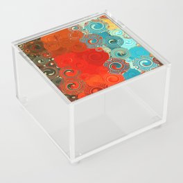 Turquoise and Red Swirls - cheerful, bright art and home decor Acrylic Box