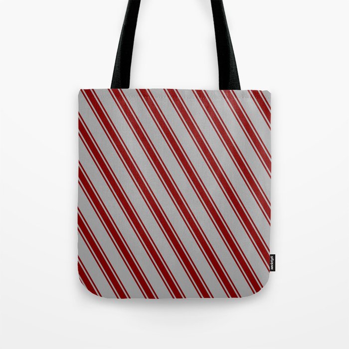 Dark Gray and Maroon Colored Stripes Pattern Tote Bag