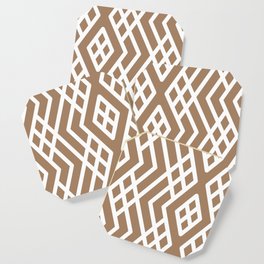 Brown and White Modern Shape Mosaic Pattern 3 Pairs Dulux 2022 Popular Colour Spiced Honey Coaster