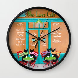 The Nine Lives Cat Cafe Wall Clock