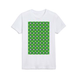 Retro Blooms Pattern in Spring Green Kids T Shirt