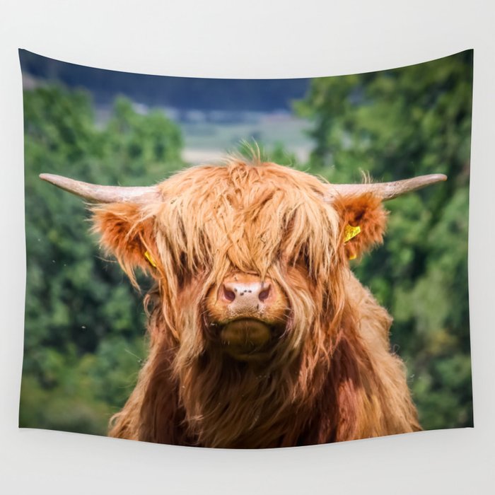 Cute Long Haired Cow Wall Tapestry By Anguru Society6